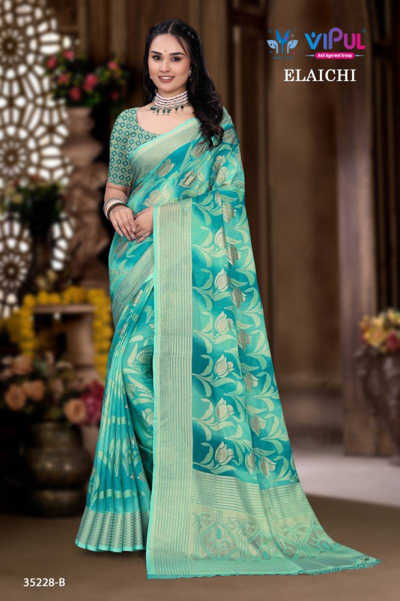 Vipul Elaichi 35228 A To D Brasso Casual Wear Saree Collection
