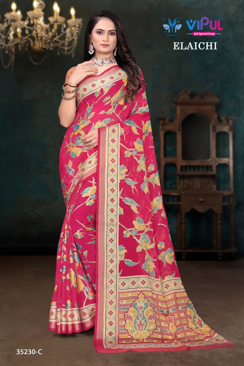 Vipul Elaichi 35230 A To D Brasso Casual Wear Saree Collection