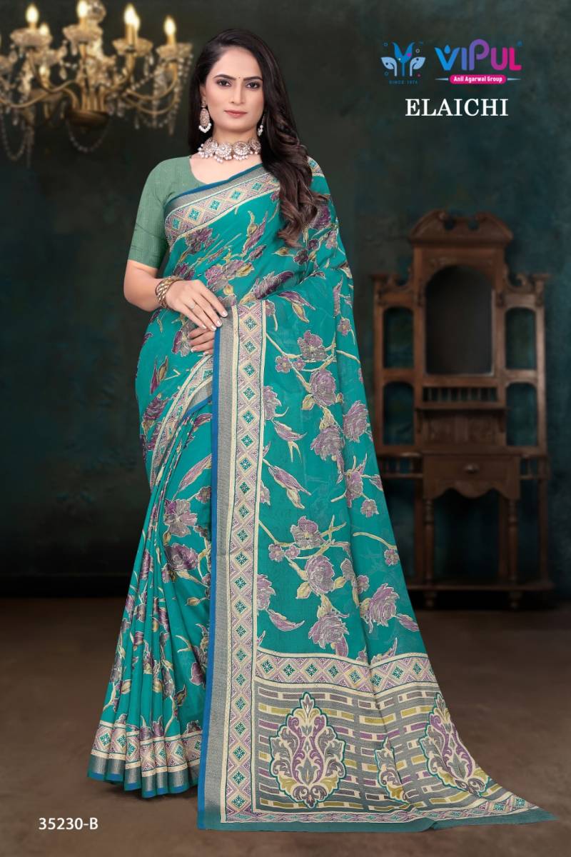 Vipul Elaichi 35230 A To D Brasso Casual Wear Saree Collection