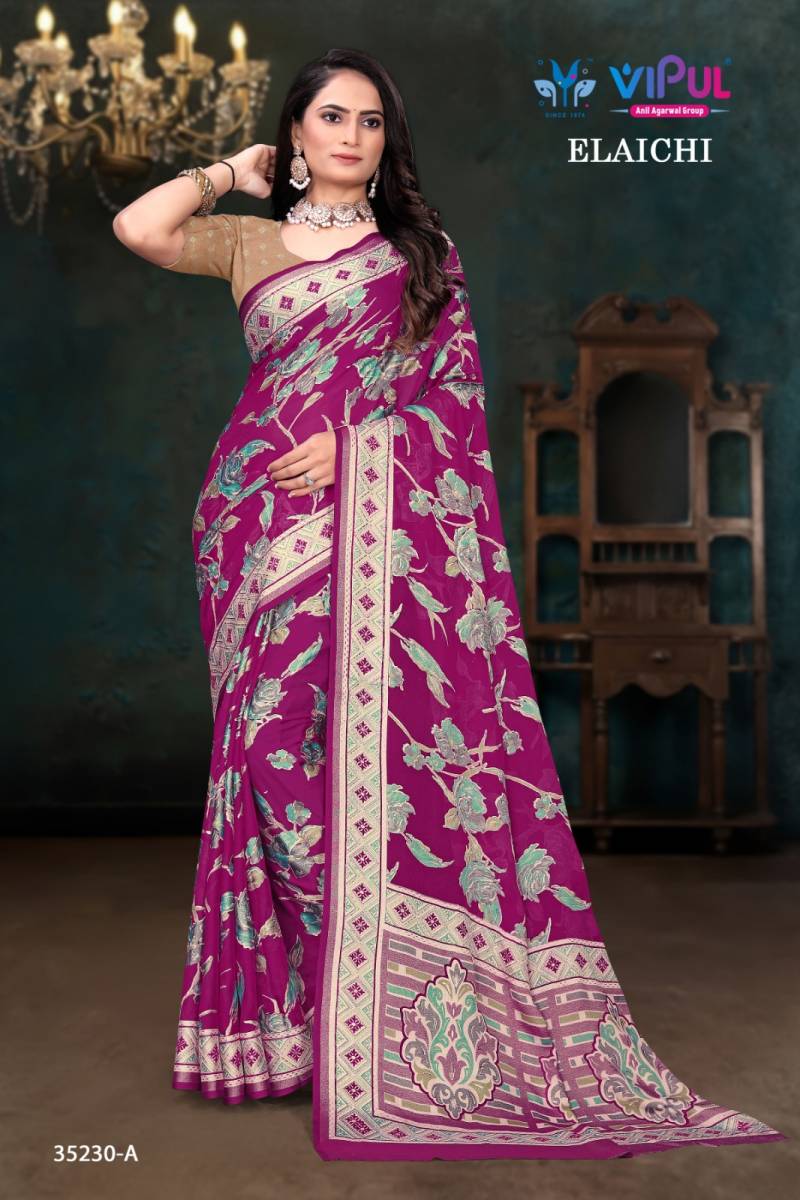 Vipul Elaichi 35230 A To D Brasso Casual Wear Saree Collection