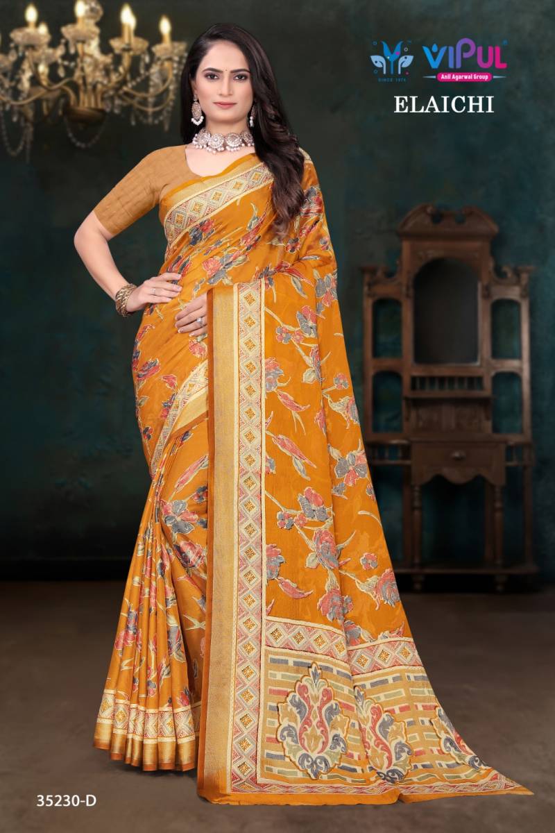 Vipul Elaichi 35230 A To D Brasso Casual Wear Saree Collection