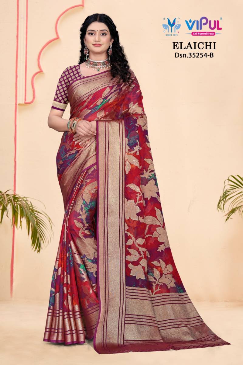 Vipul Elaichi 35254 A To D Brasso Casual Wear Saree Collection