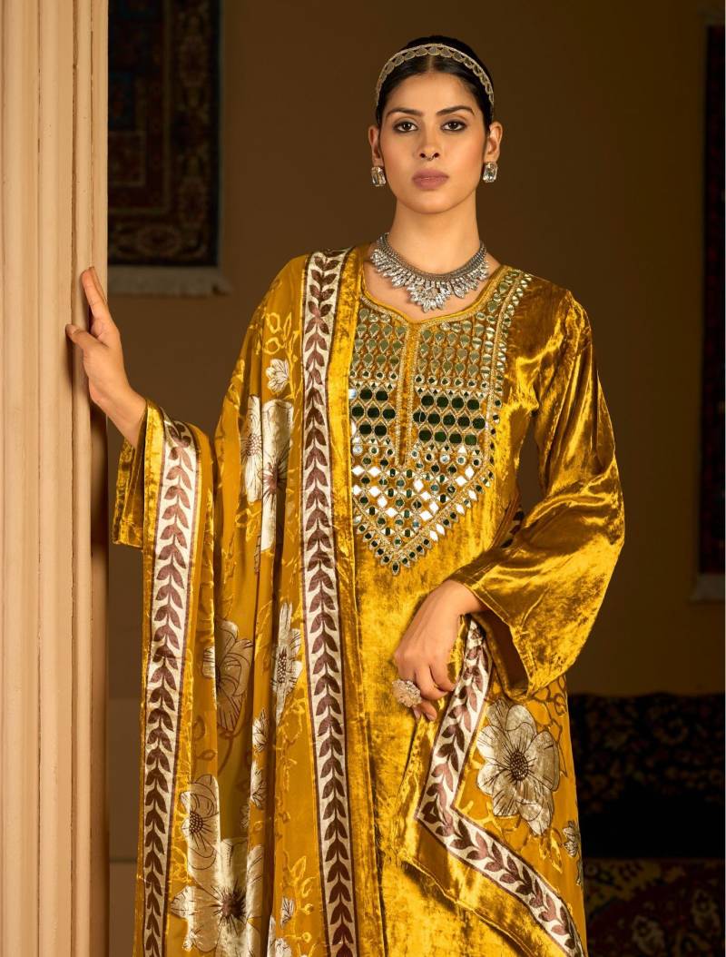 Ibiza Aayna Viscose Velvet Mirror Work Designer Salwar Kameez