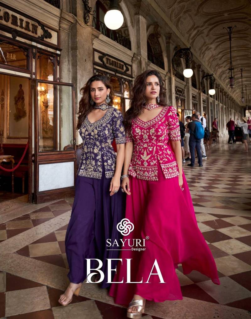 Sayuri Bela Organza Silk Embroidery Work Top Plazzo And Dupatta Collection