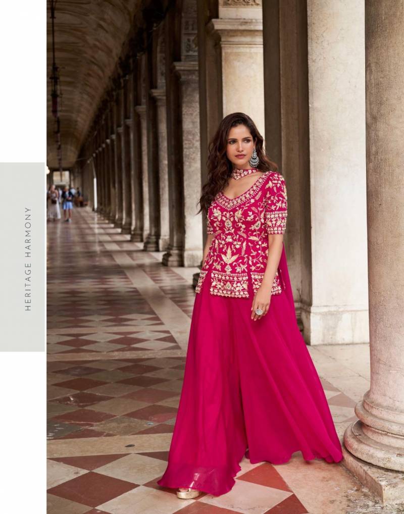 Sayuri Bela Organza Silk Embroidery Work Top Plazzo And Dupatta Collection