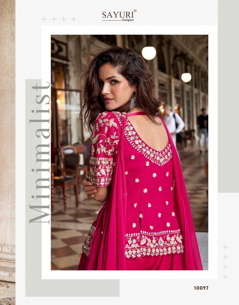 Sayuri Bela Organza Silk Embroidery Work Top Plazzo And Dupatta Collection