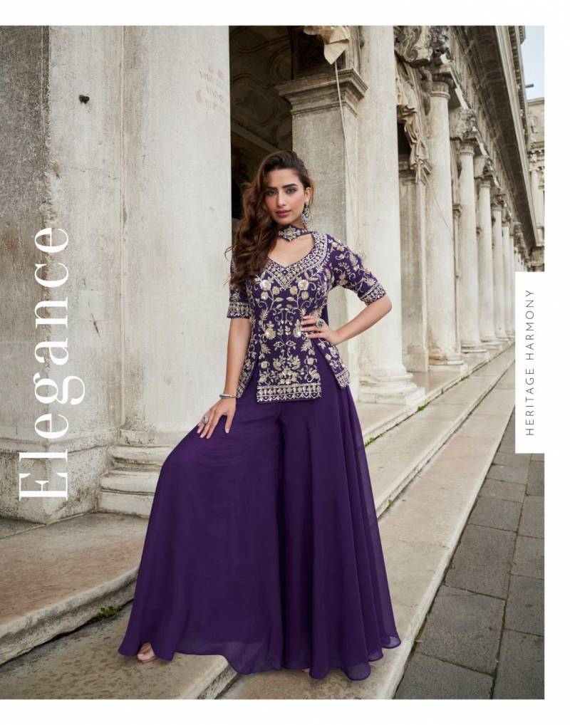 Sayuri Bela Organza Silk Embroidery Work Top Plazzo And Dupatta Collection
