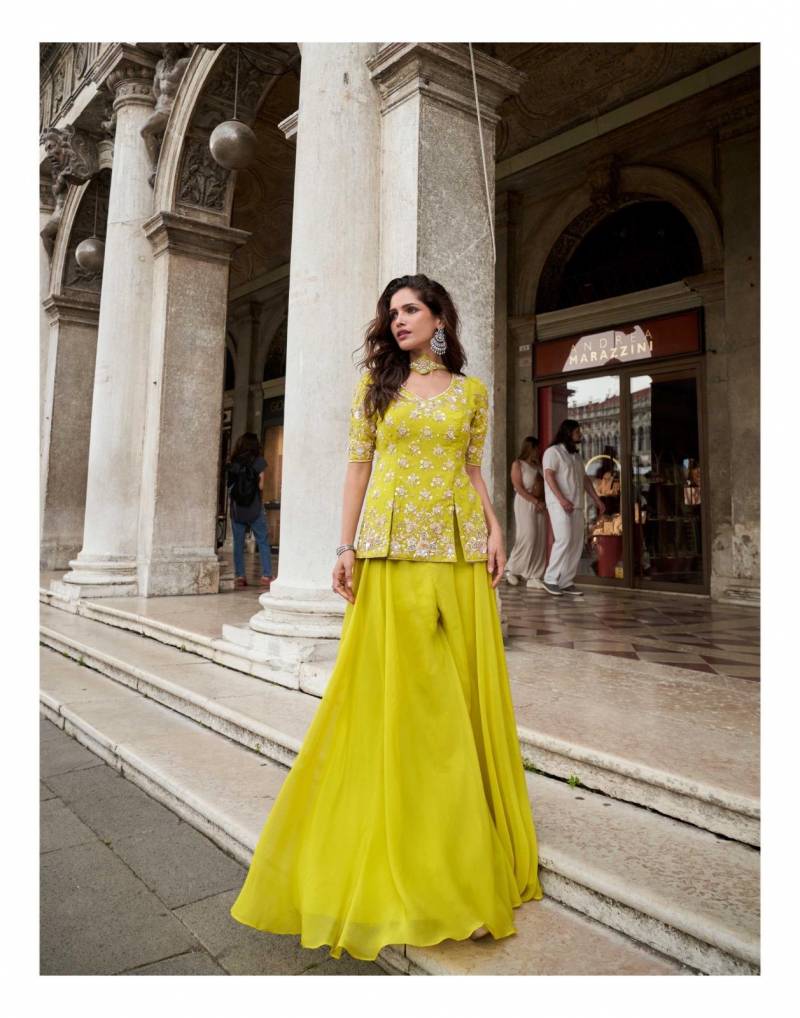 Sayuri Bela Organza Silk Embroidery Work Top Plazzo And Dupatta Collection