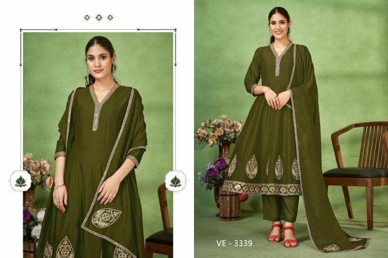 Ladies Flavour 3338 To 3340 Vichitra Embroidery Work Kurti Pant And Dupatta