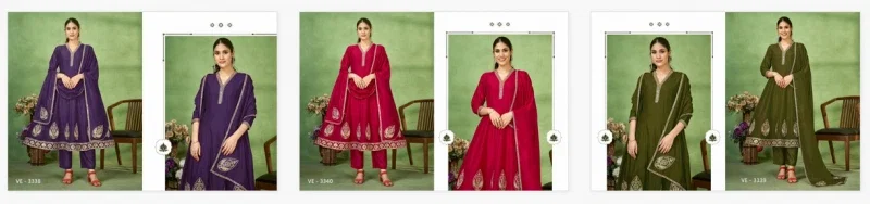Ladies Flavour 3338 To 3340 Vichitra Embroidery Work Kurti Pant And Dupatta