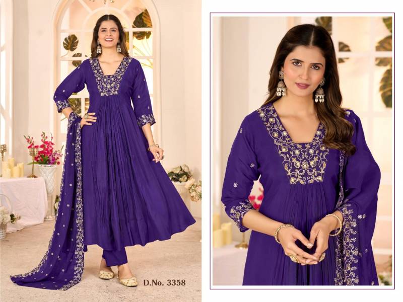Ladies Flavour 3258 To 3360 Mull Chanderi Handwork Kurti Pant And Dupatta