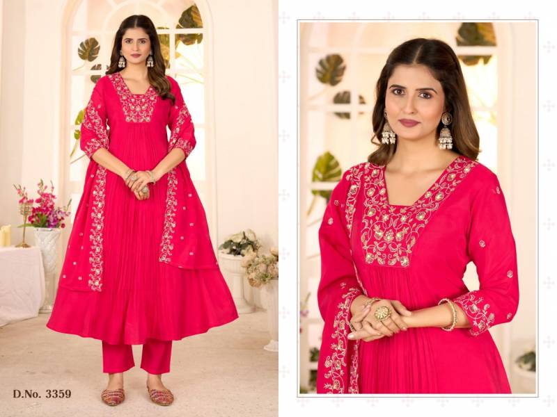 Ladies Flavour 3258 To 3360 Mull Chanderi Handwork Kurti Pant And Dupatta