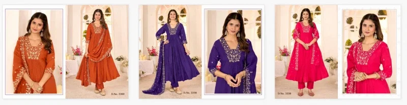 Ladies Flavour 3258 To 3360 Mull Chanderi Handwork Kurti Pant And Dupatta