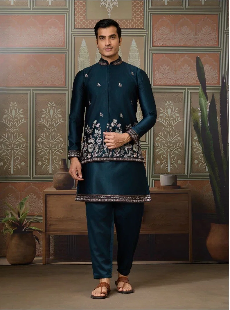 Shubhvastra Legancy Of Royals Silk Thread Work Kurta Bottom And Koti Collection