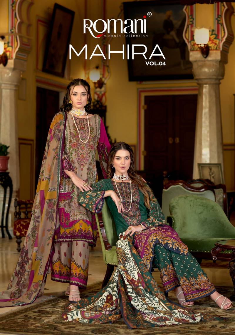 Romani Mahira Vol 4 Cotton Digital Style Print Handwork Dress Material