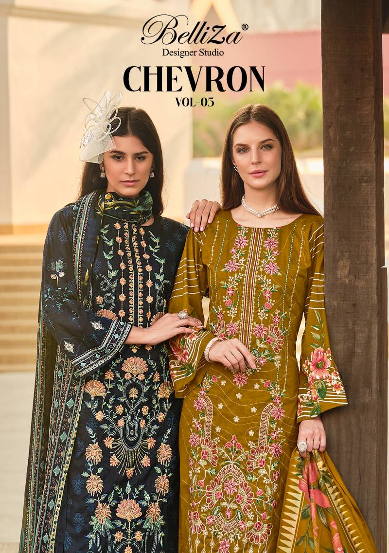 Belliza Chevron Vol 5 Readymade Cotton Digital Prints Embroidery Suits