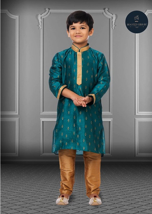 Swarg 661 To 680 Printed Dhupion Silk Boys Kurta Pajama