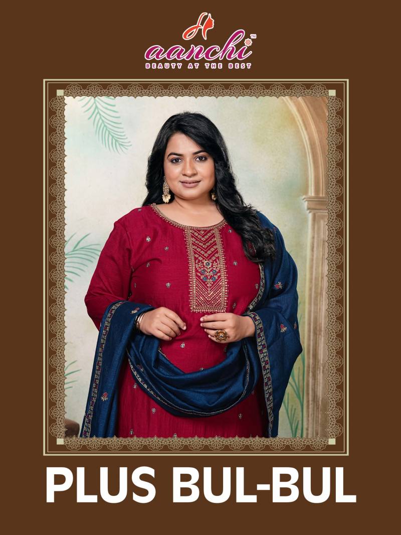 Aanchi Plus Bulbul Vichitra Silk Work Kurti Pant And Dupatta Collection