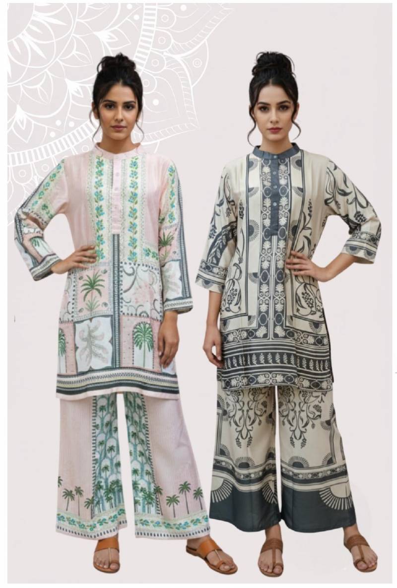 Jisha Kaftan Satin Co Ord Set Vol 1 Digital Printed Cord Set Collection