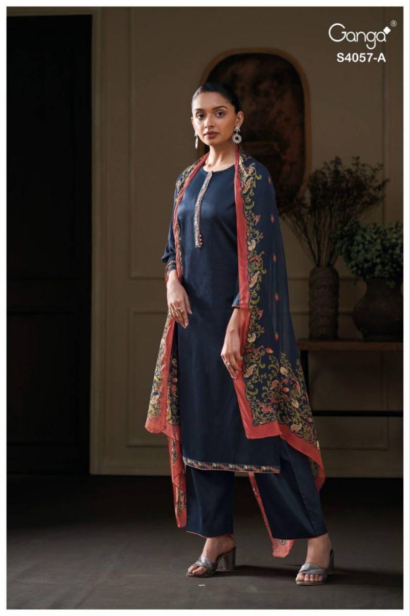Ganga Nazriya 4057 Cotton Silk Printed Salwar Kameez Collection