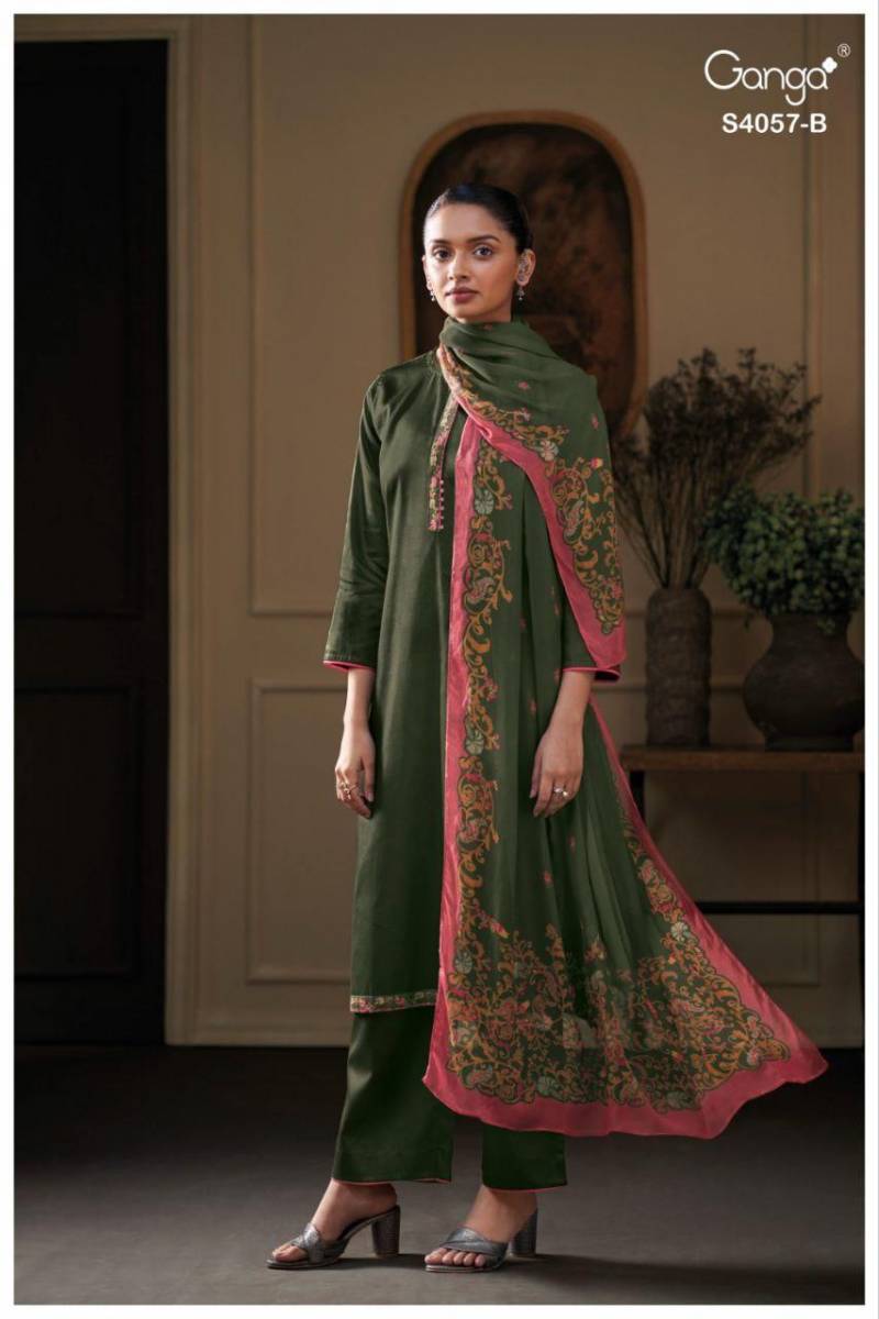 Ganga Nazriya 4057 Cotton Silk Printed Salwar Kameez Collection