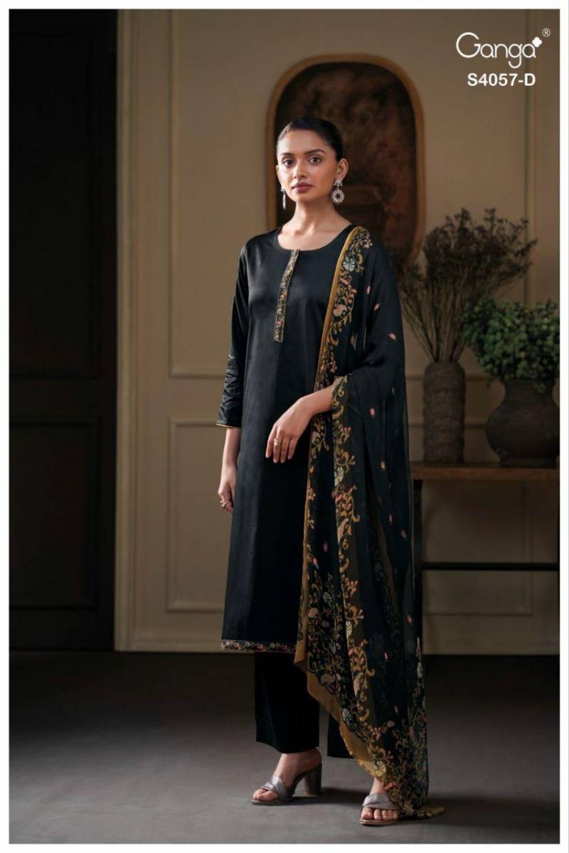 Ganga Nazriya 4057 Cotton Silk Printed Salwar Kameez Collection