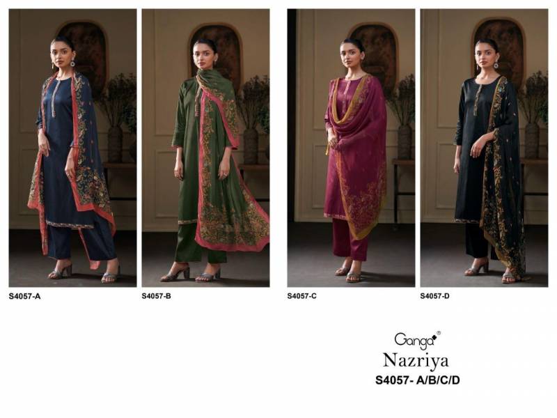 Ganga Nazriya 4057 Cotton Silk Printed Salwar Kameez Collection