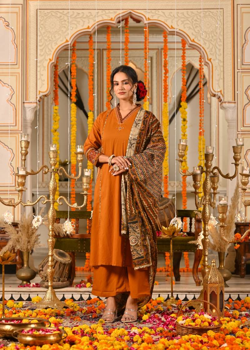 Naisha K 416 Cotton Designer Festival Wear Kurti Pant And Dupatta Collection