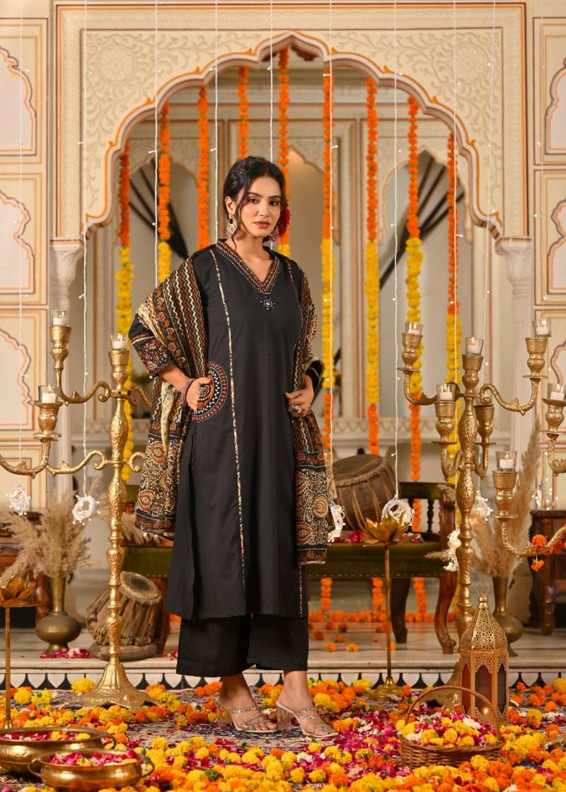 Naisha K 416 Cotton Designer Festival Wear Kurti Pant And Dupatta Collection