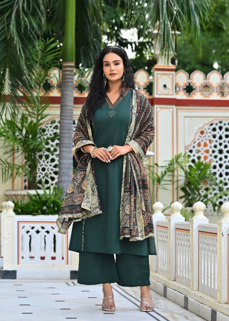 Naisha K 416 Cotton Designer Festival Wear Kurti Pant And Dupatta Collection