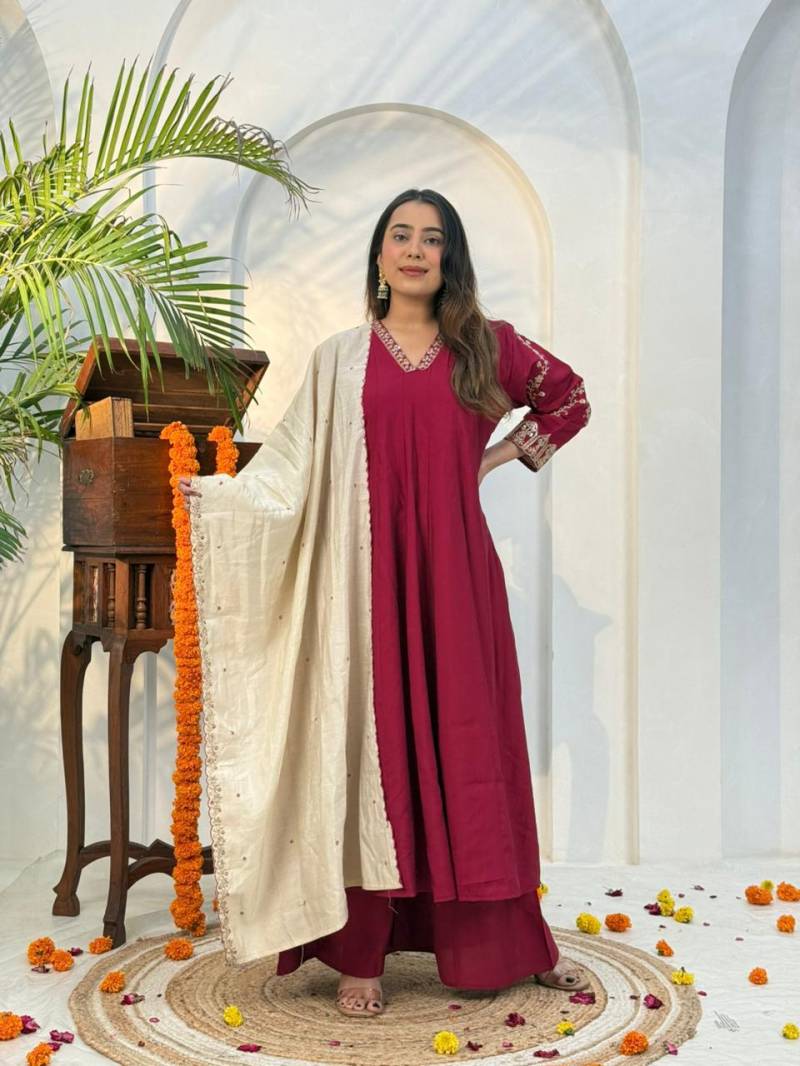Naisha K 417 Roman Ghera Work Kurti Plazzo And Dupatta Collection