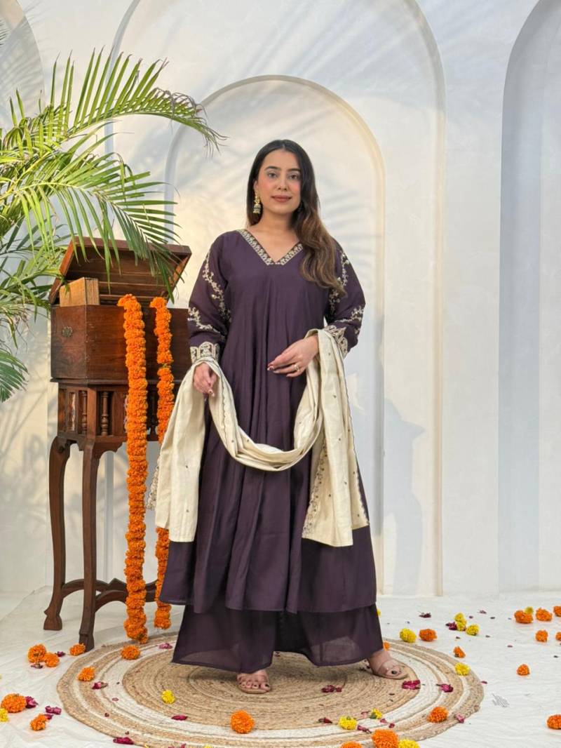 Naisha K 417 Roman Ghera Work Kurti Plazzo And Dupatta Collection