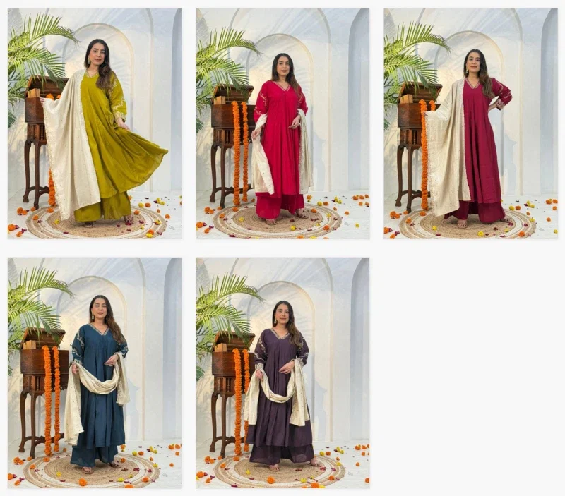 Naisha K 417 Roman Ghera Work Kurti Plazzo And Dupatta Collection