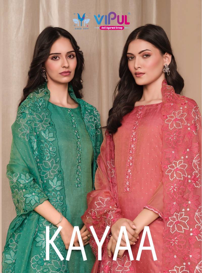 Vipul Kayaa Burberry Gold Embroidery Designer Salwar Kameez Suits