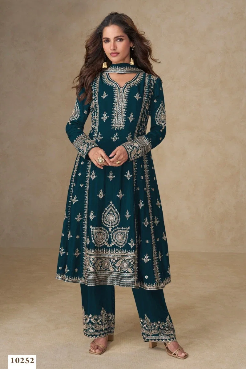Super Hit 10251 To 54 Design Colors Chinon With Embroidered Salwar Suits