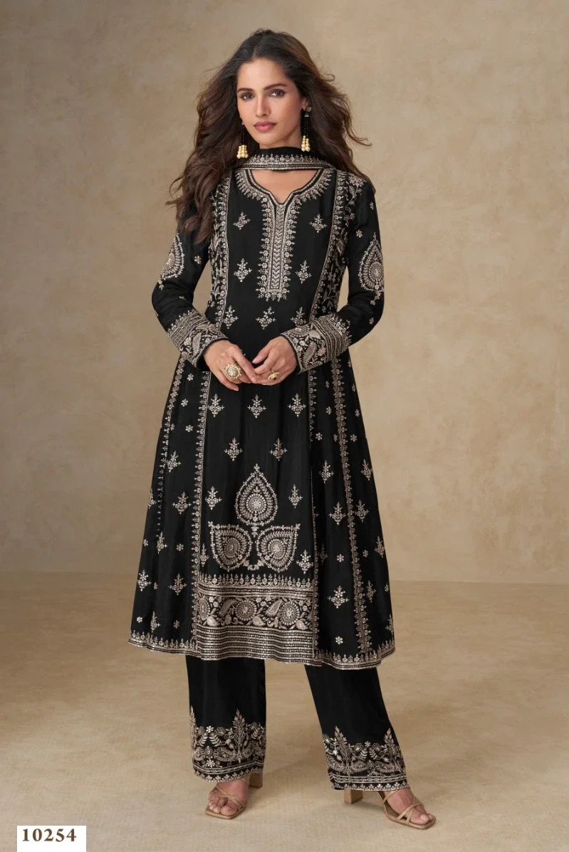 Super Hit 10251 To 54 Design Colors Chinon With Embroidered Salwar Suits