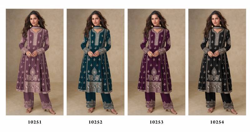 Super Hit 10251 To 54 Design Colors Chinon With Embroidered Salwar Suits