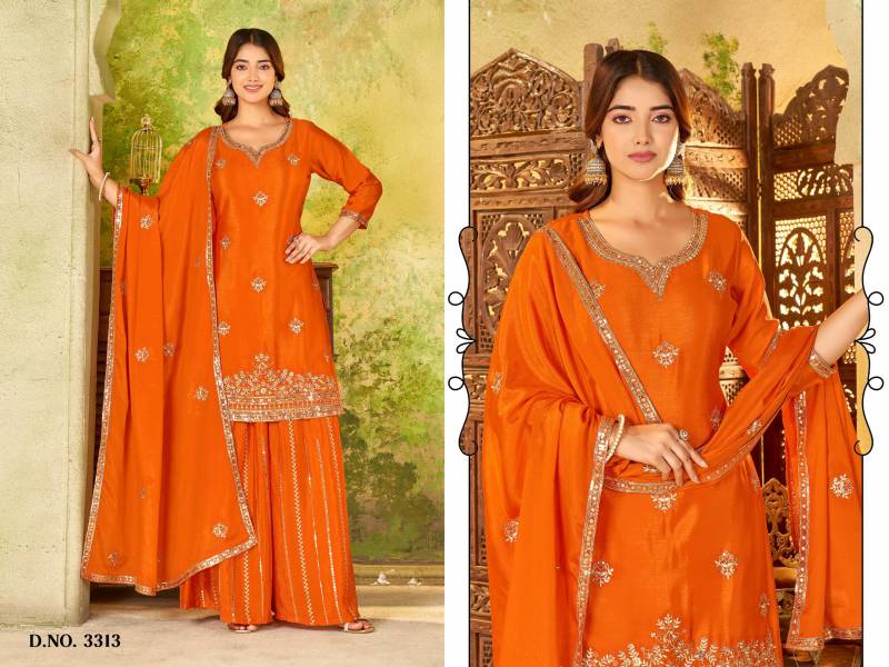 Ladies Flavour 3312 To 3314 Chinon Embroidery Kurti Pant And Dupatta