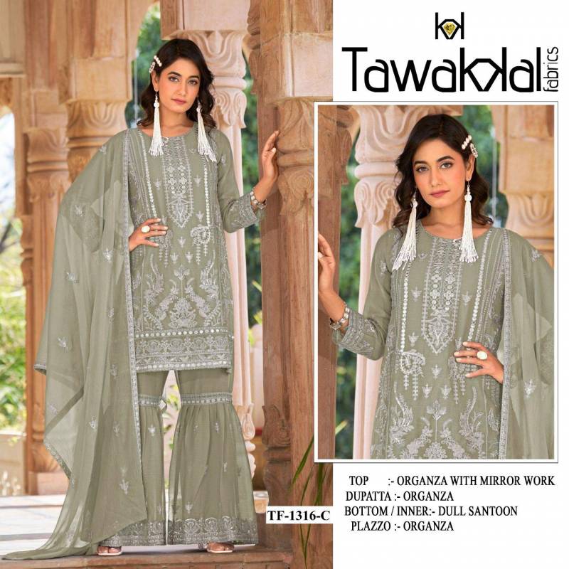 Tf 1316 A To F Nylon Organza Embroidery Work Pakistani Salwar Kameez