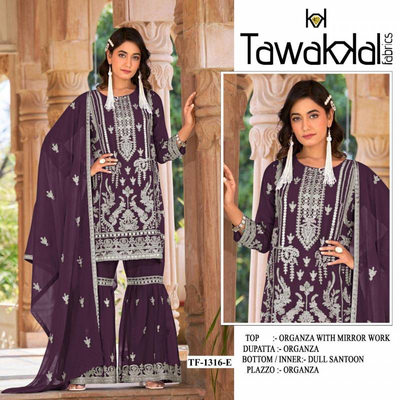 Tf 1316 A To F Nylon Organza Embroidery Work Pakistani Salwar Kameez