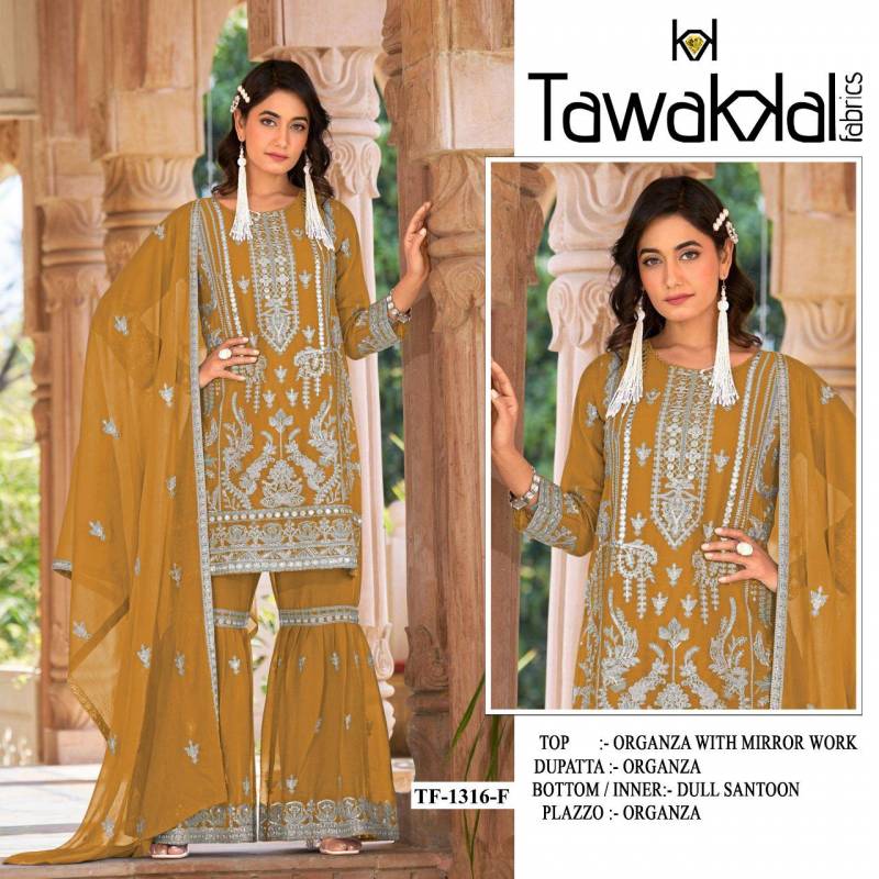 Tf 1316 A To F Nylon Organza Embroidery Work Pakistani Salwar Kameez
