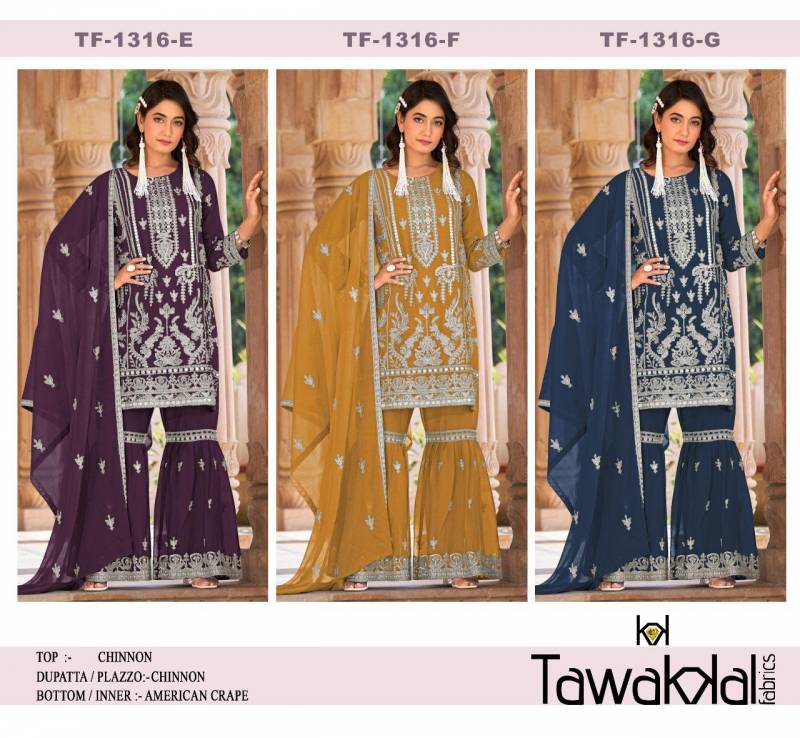 Tf 1316 A To F Nylon Organza Embroidery Work Pakistani Salwar Kameez