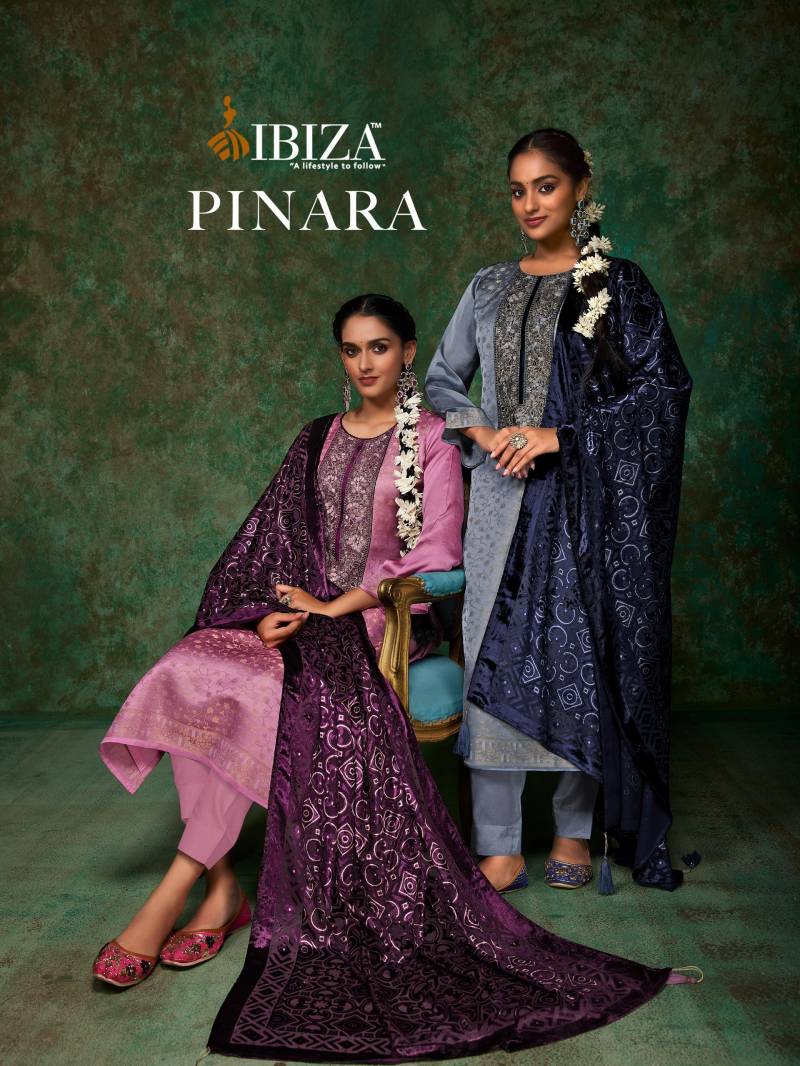 Ibiza Pinara Morrocco Silk Jacquard Patches Designer Salwar Kameez