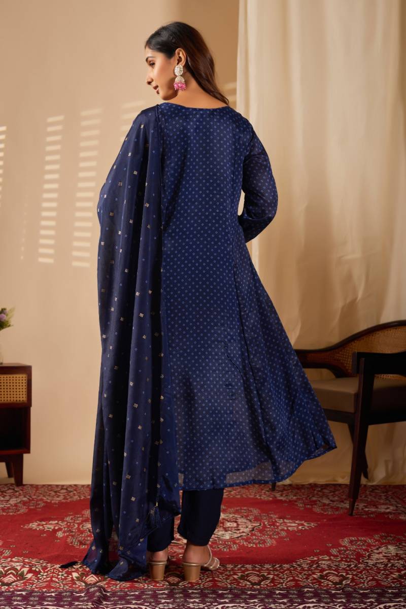 Kiyasajni 01 Chinon Printed Embroidery Kurti Pant And Dupatta Collection
