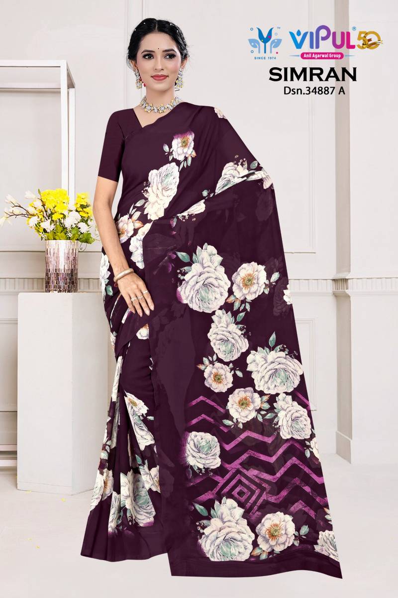 Vipul Simran 34887 A To D Georgette Casual Wear Saree Collection