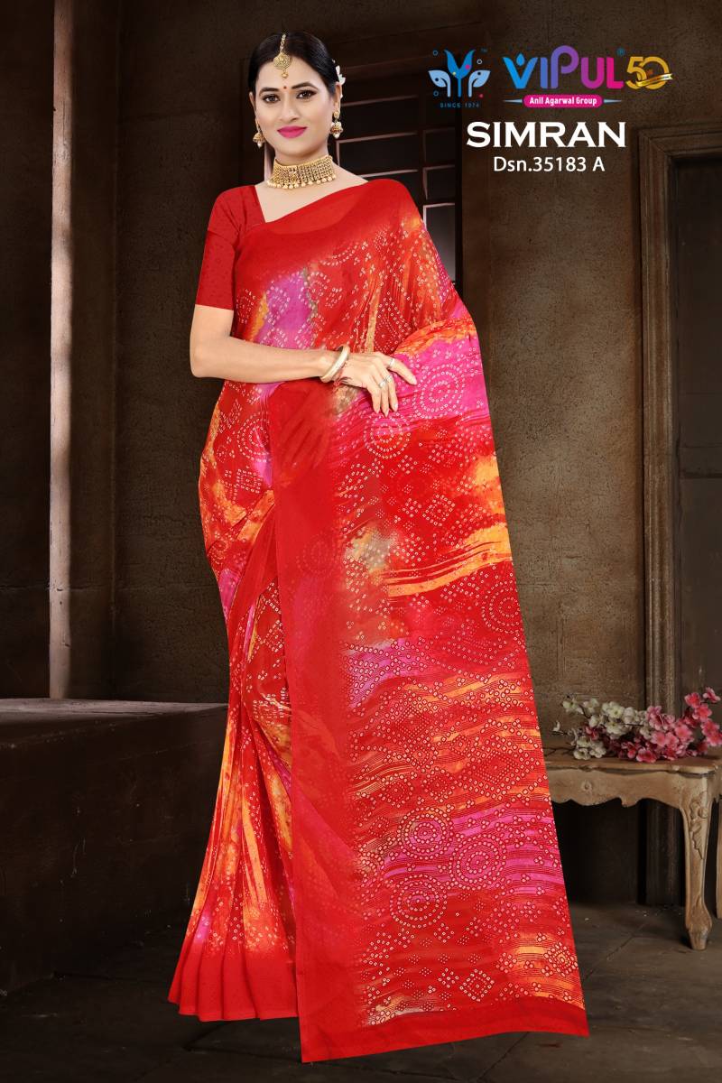 Vipul Simran 35183 A To D Georgette Casual Wear Saree Collection