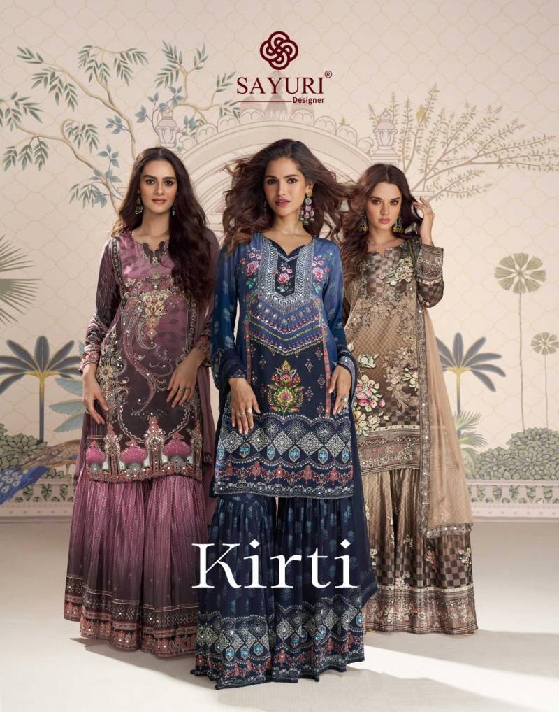 Sayuri Kirti Crep Silk Mirror Work Designer Salwar Kameez Collection