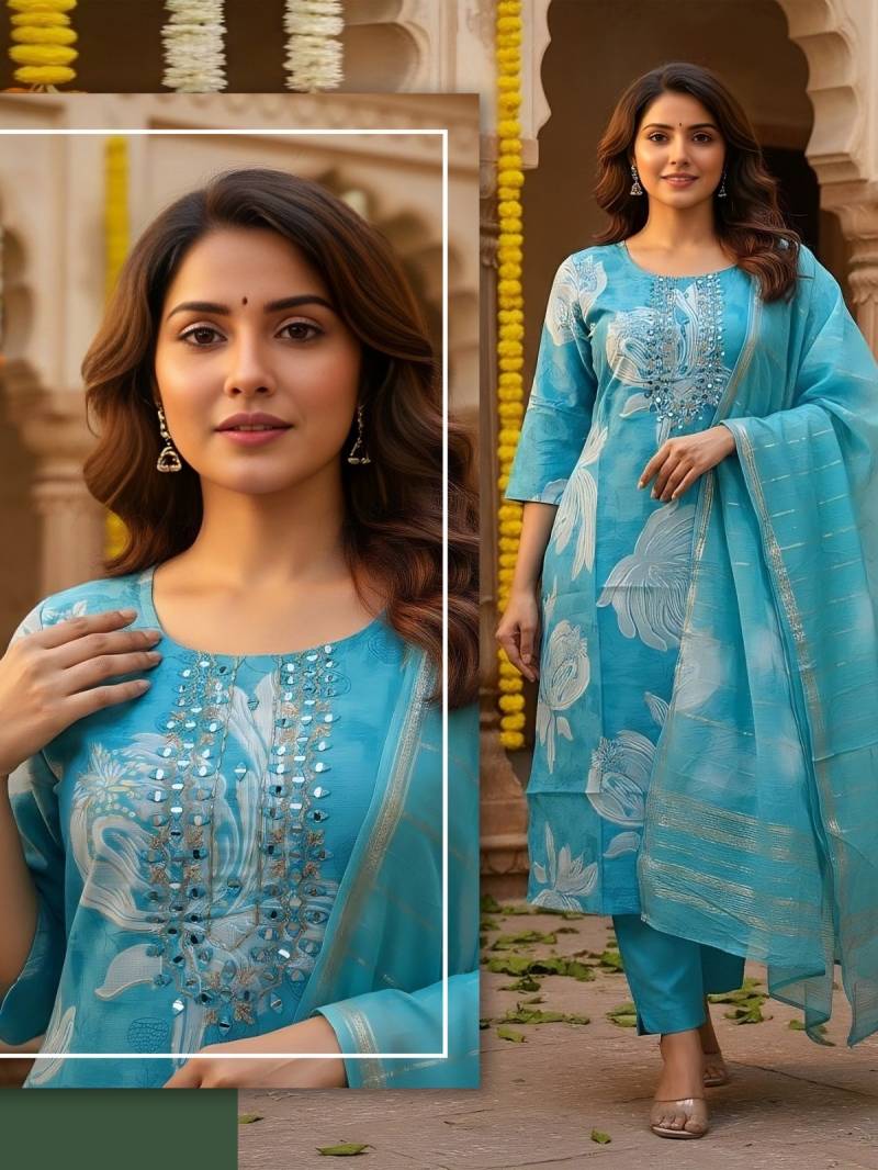 Naisha K 420 Vetican Discharge Print Work Kurti Pant And Dupatta
