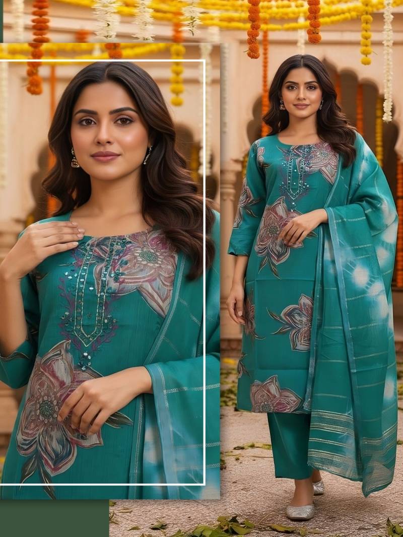 Naisha K 420 Vetican Discharge Print Work Kurti Pant And Dupatta