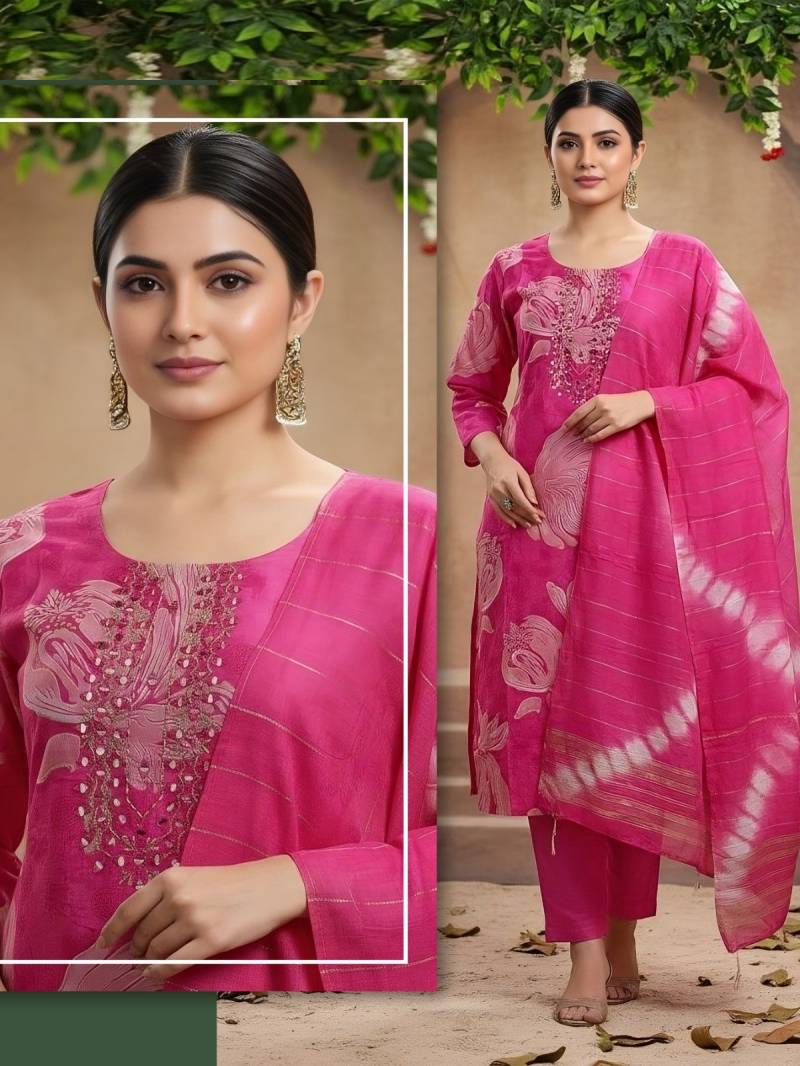 Naisha K 420 Vetican Discharge Print Work Kurti Pant And Dupatta